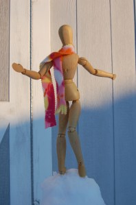 Posing on a mountain of snow